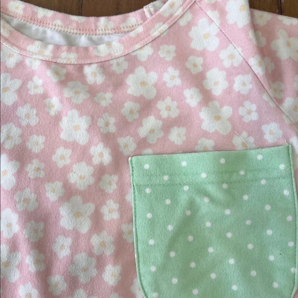 SweetHoney Pink Floral and Green Polka Dot pajama set girls 6 ruffles